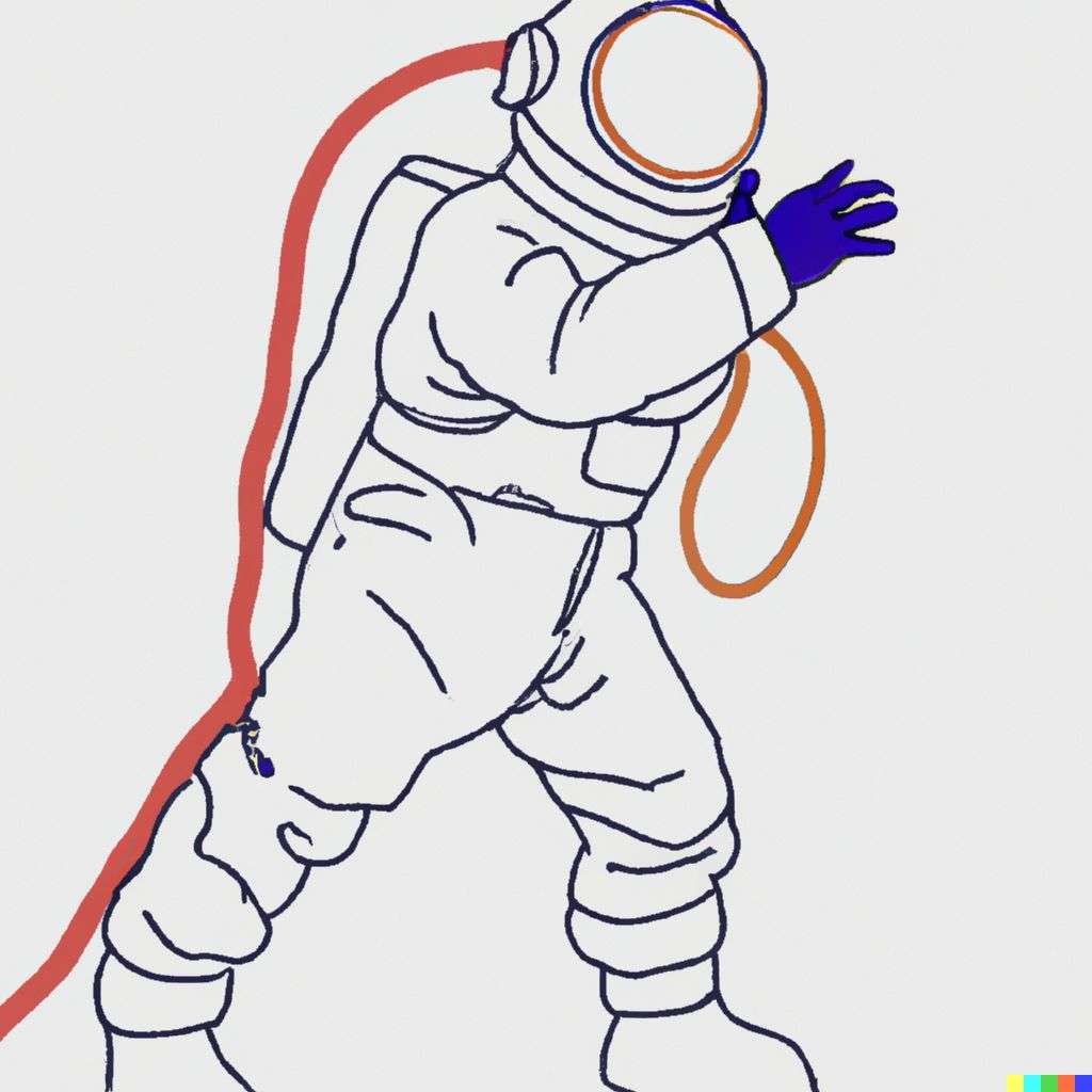 an astronaut, painting, two color